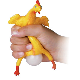 rubber chicken squeezed